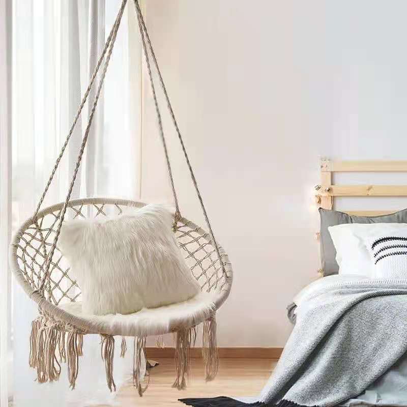 Cotton rope woven hanging basket