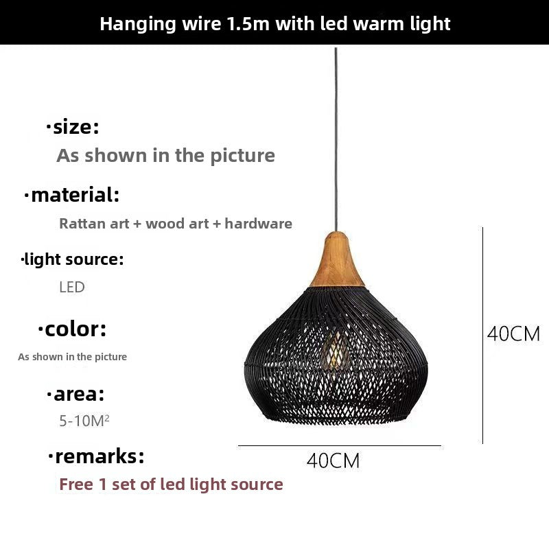 Japanese Wabi-Sabi Rattan Chandelier