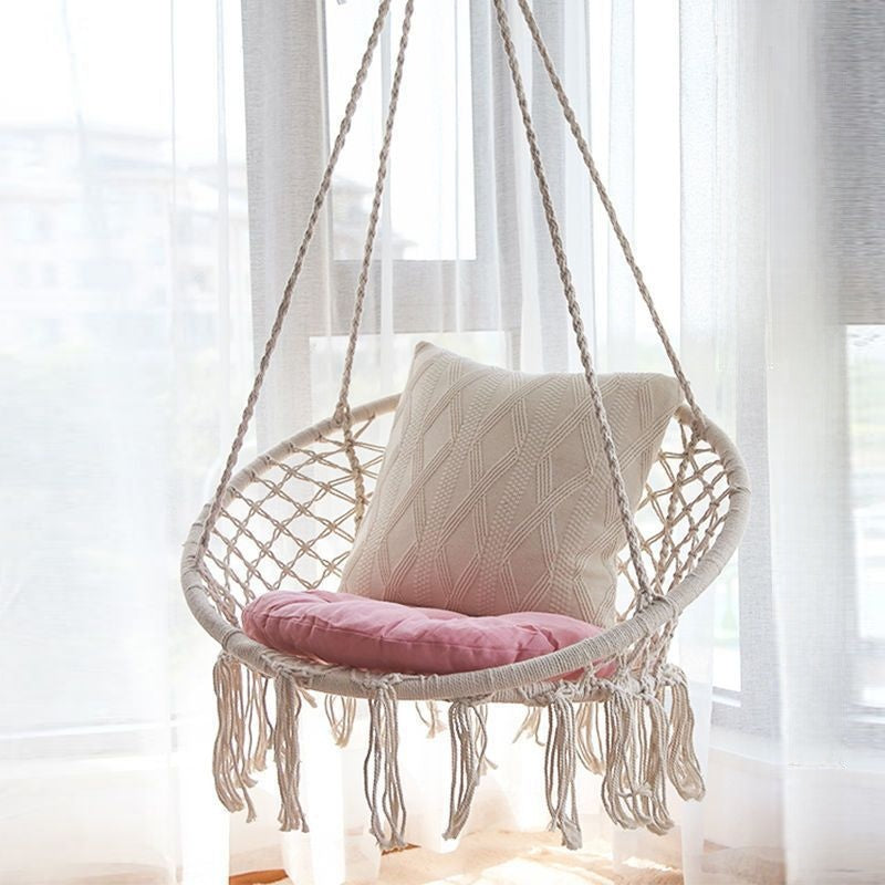 Cotton rope woven hanging basket