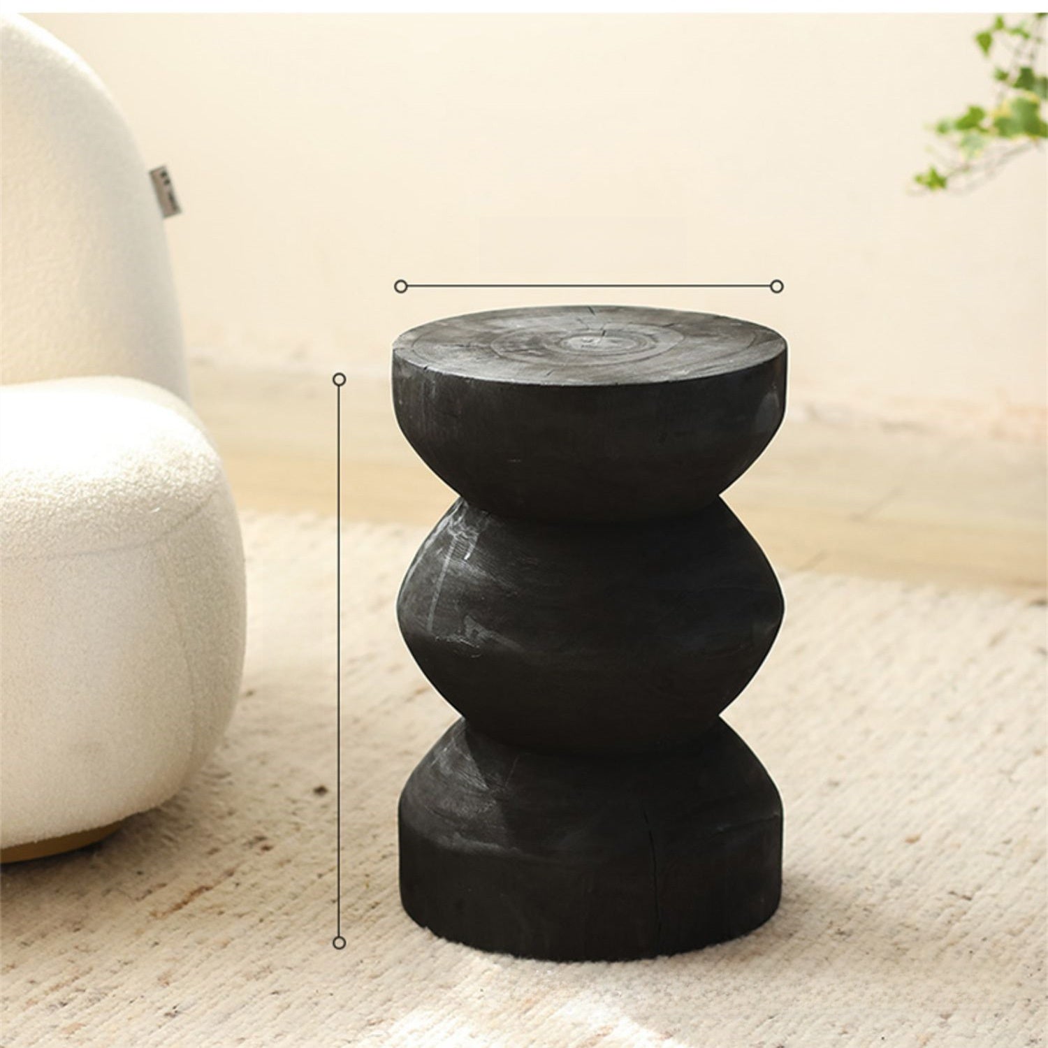 Solid Wood Stump Side Table