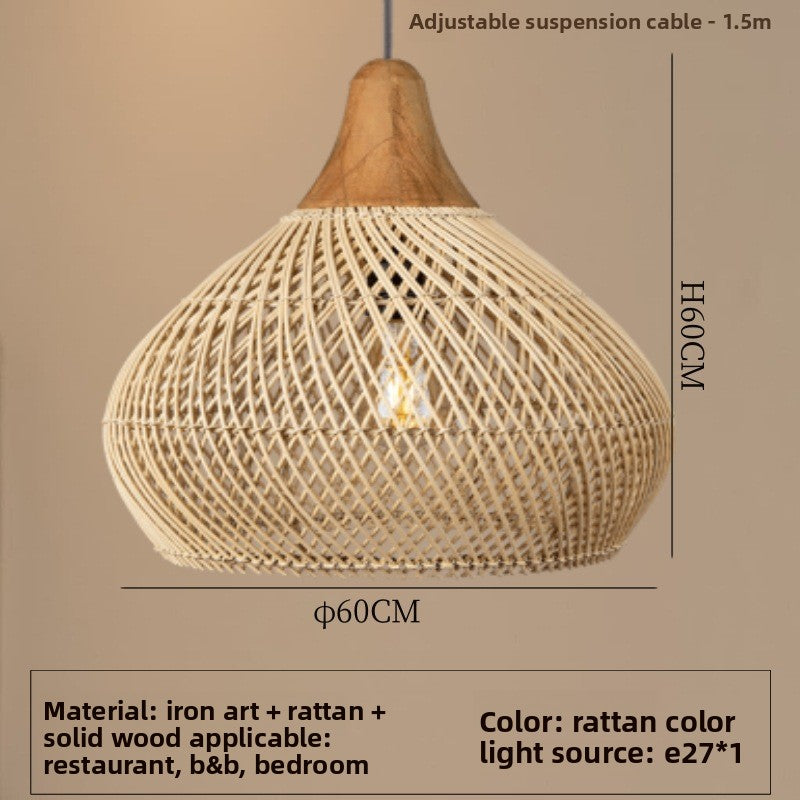 Japanese Wabi-Sabi Rattan Chandelier
