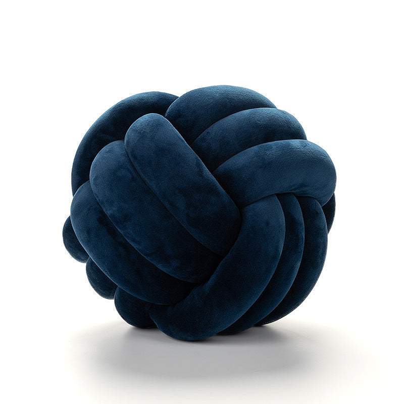 Knotted ball handcrafted throw pillow