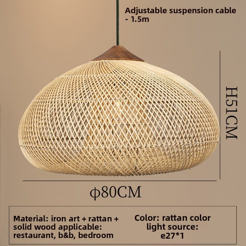 Japanese Wabi-Sabi Rattan Chandelier