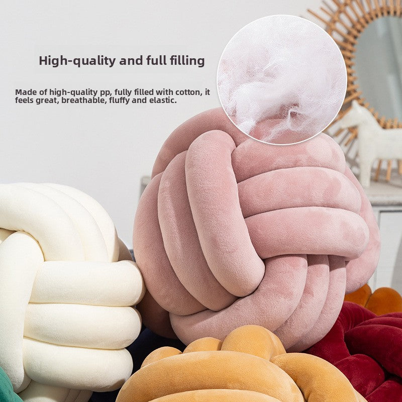 Knotted ball handcrafted throw pillow