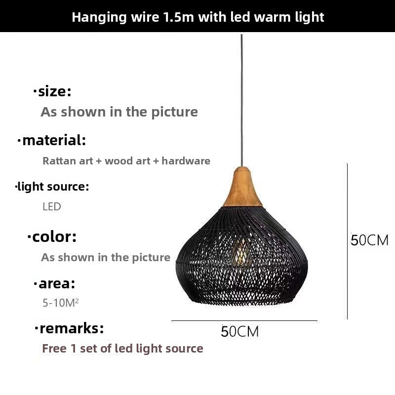 Japanese Wabi-Sabi Rattan Chandelier